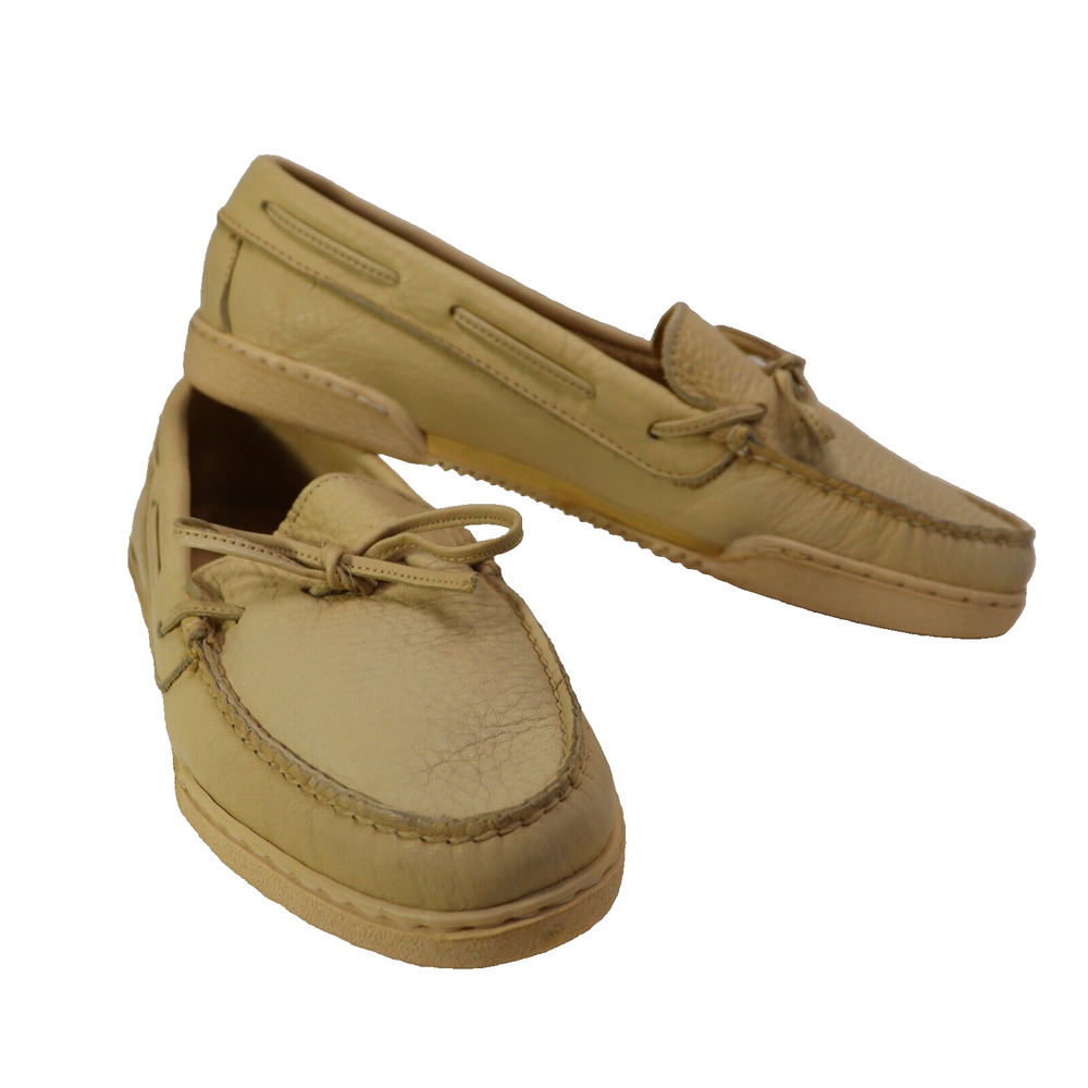 Bass Moccasins Loafers Shoes Women 9 Tan Latte Cream Mustang Leather Slip On
